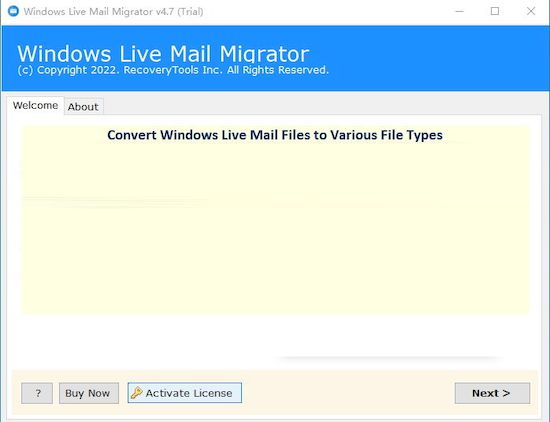 RecoveryTools Windows Live Mail Migrator  